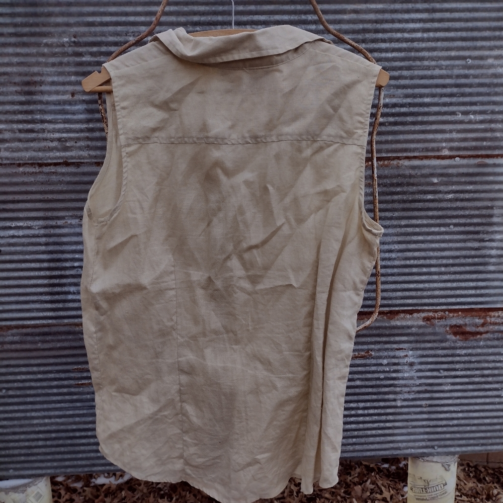 Edward Irish linen sleeveless blouse size L - Picture 2 of 10